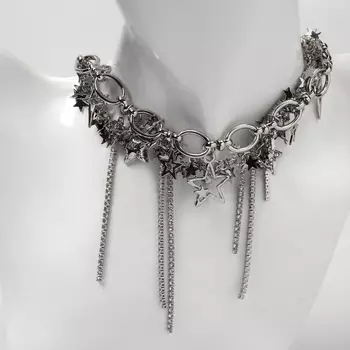 Колье «Звёзды» цепь, цвет серебро