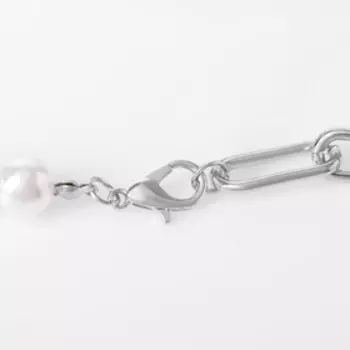 Кулон жемчуг «Цепь» дабл, цвет белый в серебре, 40 см