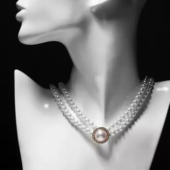 Бусы «Жемчуг» овал, бусины №6, белые в золоте, 38 см