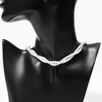 Бусы «Переплетение» с жемчугом, белые, 45 см