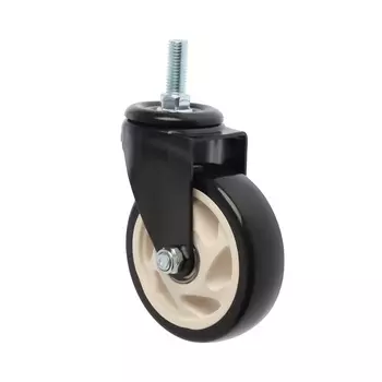 Колесо мебельное ТУНДРА, d=100 мм, поворотное, с футоркой 1230 мм, без тормоза, черное