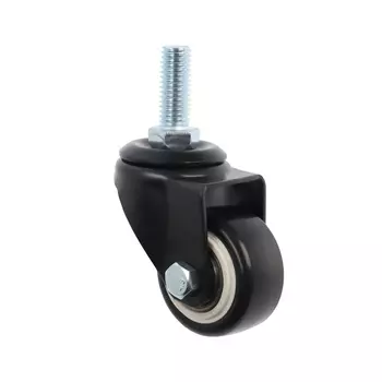 Колесо мебельное ТУНДРА, d=40 мм, поворотное, с футоркой 1025 мм, без тормоза, черное