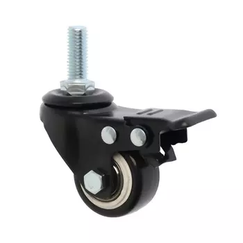 Колесо мебельное ТУНДРА, d=40 мм, поворотное, с футоркой 1025 мм, с тормозом, черное