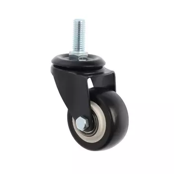 Колесо мебельное ТУНДРА, d=50 мм, поворотное, с футоркой 1025 мм, без тормоза, черное