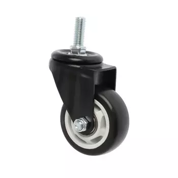 Колесо мебельное ТУНДРА, d=75 мм, поворотное, с футоркой 1230 мм, без тормоза, черное