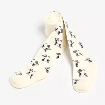 Колготки детские, цвет молочный/кошечки, рост 92-98 см