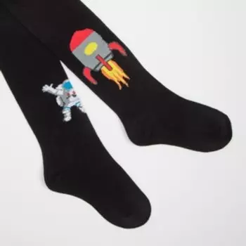 Колготки детские Космос, цвет черный, рост 92-98