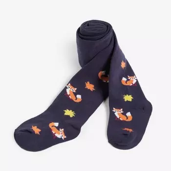 Колготки детские Лисы, цвет тёмно-синий, рост 80-86