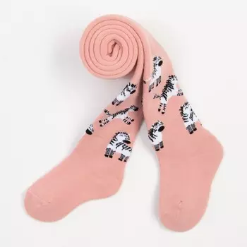 Колготки детские махровые, цвет пыльная роза, рост 104-110 см