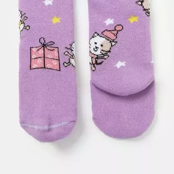 Колготки детские махровые, цвет сиреневый, рост 74-80 см