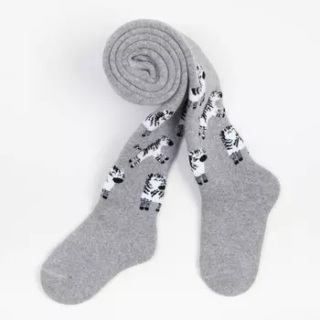 Колготки детские махровые, цвет светло-серый меланж, рост 92-98 см