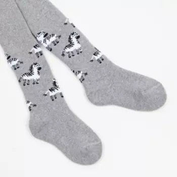 Колготки детские махровые, цвет светло-серый меланж, рост 98-104 см