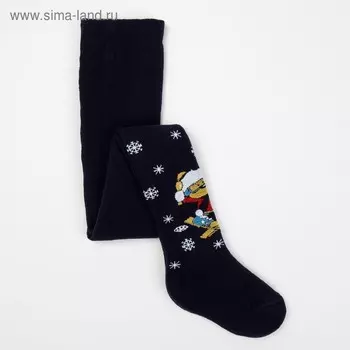 Колготки детские новогодние махровые, цвет тёмно-синий, рост 92-98