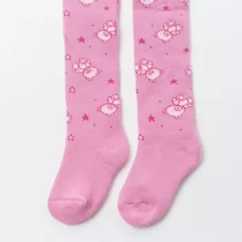 Колготки детские махровые «Мишки», цвет розовый, рост 86-92