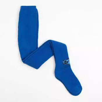 Колготки детские махровые «Спорт машина», цвет васильковый, рост 116-122