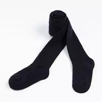 Колготки детские мелкая коса, цвет тёмно-синий, рост 128-134