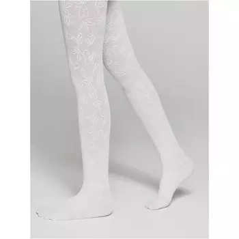 Колготки детские с ажурным цветочным рисунком Conte Elegant Ketty, рост 146-152 см, цвет bianco