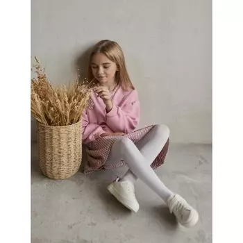 Колготки детские с рельефным рисунком Conte Elegant Daisy, рост 146-152 см, цвет bianco