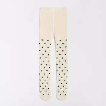 Колготки детские «Сердечки», цвет молочный, рост 92-98