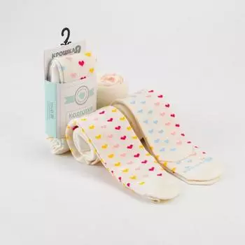 Колготки Крошка Я «Сердечки», цвет молочный, рост 74-80 см