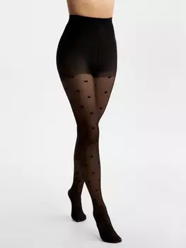 Колготки женские в сердечко MINAKU, чёрные, размер 2/S