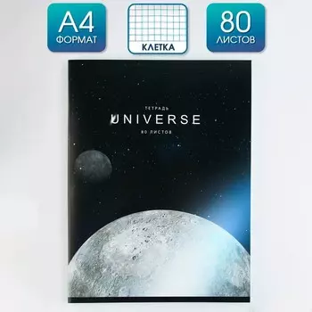 Колледж-тетрадь А4, 80 листов на скрепке "Луна" обложка мелованный картон 215 гр., внутренний блок в клетку 80 гр., белизна 96%