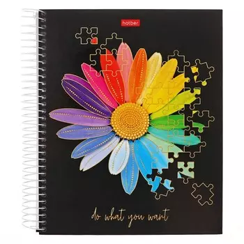 Колледж-тетрадь А5, 120 листов в клетку на гребне «Бал цветов», твёрдая обложка