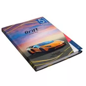 Колледж-тетрадь А5, 128 листов в клетку "Желтый спорткар", интегральная обложка, выборочный УФ-лак, блок 70 г/м2