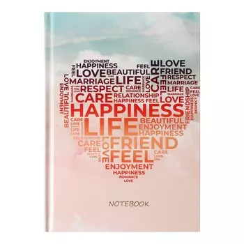 Колледж-тетрадь в твердой обложке 7БЦ, А5, 64 листа, Сердечко из слов, блок в клетку, глянцевая ламинация, ТИСНЕНИЕ ФОЛЬГОЙ