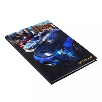 Колледж-тетрадь в твердой обложке 7БЦ, А5, 80 листов, Тачки, блок в клетку, глянцевая ламинация, ТИСНЕНИЕ ФОЛЬГОЙ