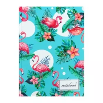 Колледж-тетрадь в твердой обложке 7БЦ, А5, 64 листа, Фламинго, блок в клетку, глянцевая ламинация