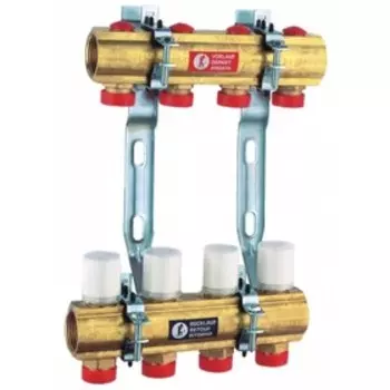 Коллекторная группа Giacomini R553EY009, 1"х3/4", без расходомеров, латунь, 9 выходов