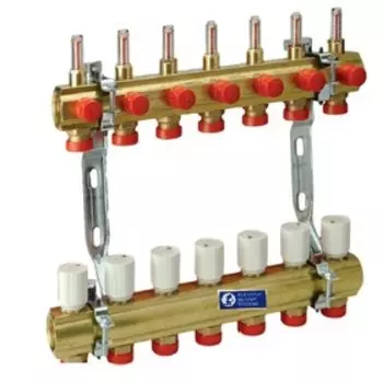 Коллекторная группа Giacomini R553FY046, 1"х3/4", с расходомерами, латунь, 6 выходов