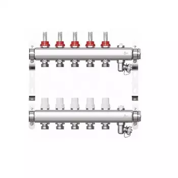 Коллекторная группа STI, 1"х3/4", 5 выходов, с расходомерами, нержавеющая сталь