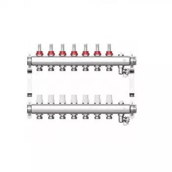 Коллекторная группа STI, 1"х3/4", 7 выходов, с расходомерами, нержавеющая сталь