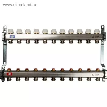 Коллекторная группа STOUT SMS 0922 000011, 1"х3/4", 11 выходов, без расходомеров, нерж сталь