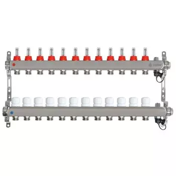 Коллекторная группа TAEN UC-12, 1"х3/4", 12 выходов, с расходомерами, регулировочный клапан
