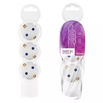 Колодка пластиковая розеточная, Quick Fix, 3 гнезда с/з шторки 3680Вт 16А IP20 белая 32017 5