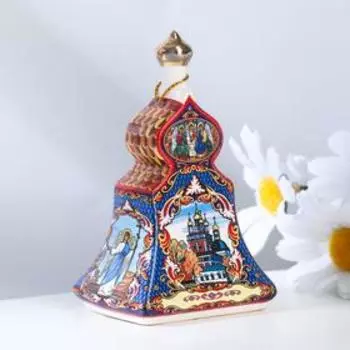 Колокольчик керамика «Терем большой», гжель, цветной
