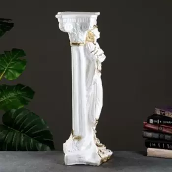 Колонна декоративная «С девушкой», гипс, под белое золото, 65 см