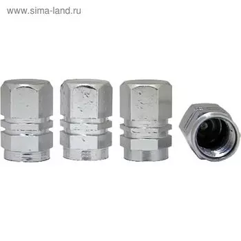 Колпачки на ниппели, шестигранные, 4 шт, серебряный