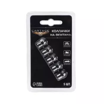 Колпачки на вентиль CARTAGE, хром, набор 5 шт.