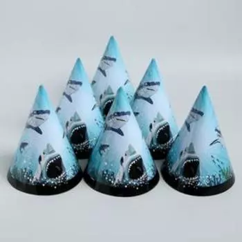 Колпак бумажный «Акула», набор 6 шт.