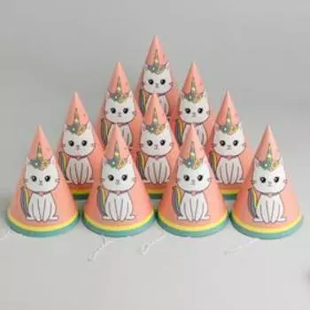 Колпак бумажный «Радужная кошка»