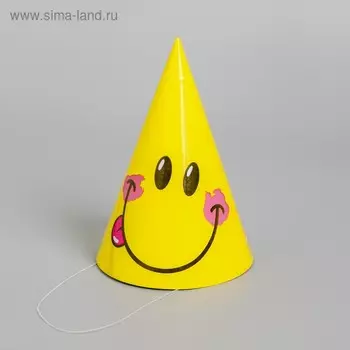 Колпак праздничный бумажный «Смайл», 16 см