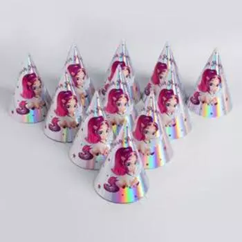 Колпак голографический «С днём рождения», единорог