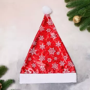 Колпак новогодний «Белые снежинки» 2840 см, красный