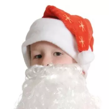 Колпак новогодний красный из плюша + бородой, обхват головы 53-55 см