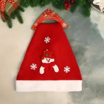 Колпак новогодний "Снеговик и снежинки" 29х40 см