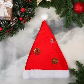 Колпак новогодний «Снежинка» 2635 см, красный